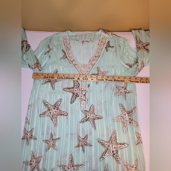 Soft Surroundings Stella Marina Top Metallic Thread Sea Shells Starfish Beaded s - Picture 7 of 9